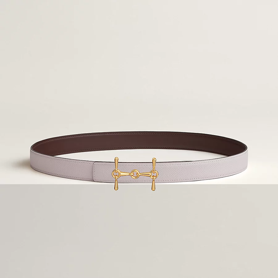 H Equestre belt buckle & Reversible leather strap 24 mm - Image 1